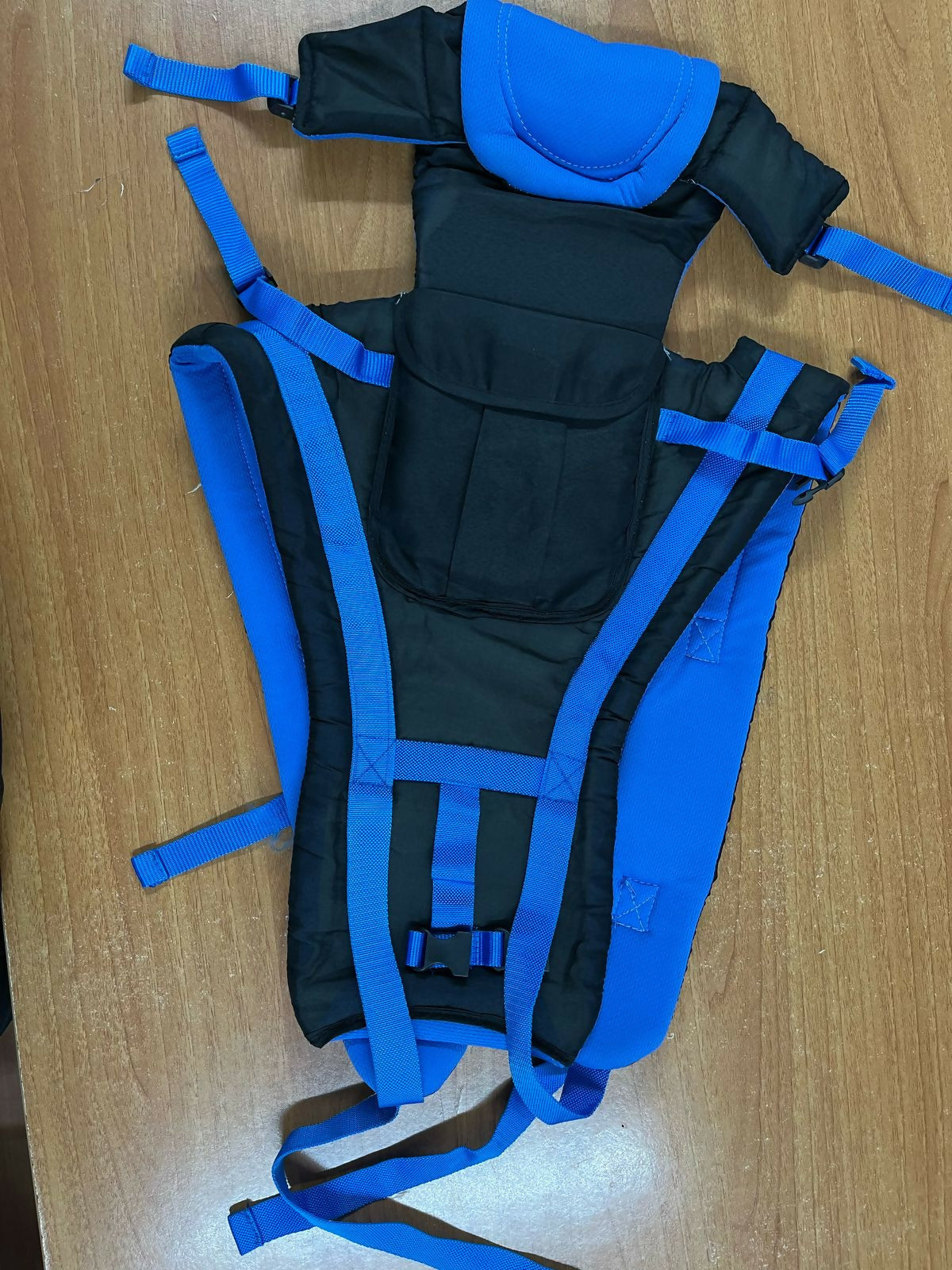 BABYGO Kids 4-in-1 Adjustable Baby Carrier Cum Kangaroo Bag/Honeycomb Texture Baby Carry Sling/Back/Front Carrier for Baby with Safety Belt and Buckle Straps (Black & Sky Blue)