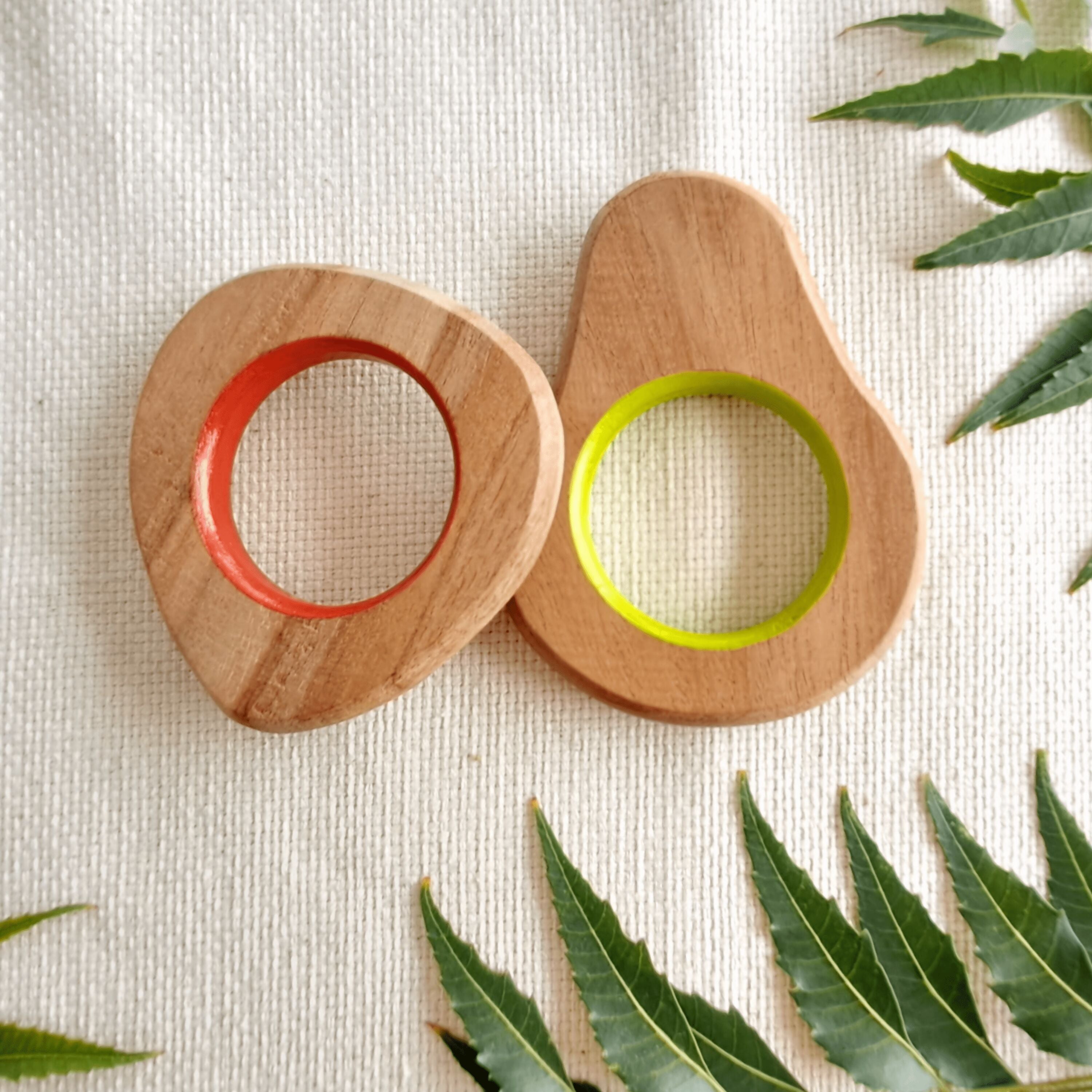 Explore shapes and soothe gums with Babycov's Cute Neem Wood Teethers - natural comfort for safe and playful chewing!