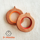 BABYCOV Cute Orange and Pomegranate Natural Neem Wood Teethers for Babies | Natural and Safe | Goodness of Organic Neem Wood | Both Chewing and Grasping Toy | Set of 2 (Age 4+ Months) - PyaraBaby