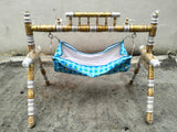 Teak Wood Cradle for Baby (Includes Cloth), Dimensions: L53×W32×H42 inches