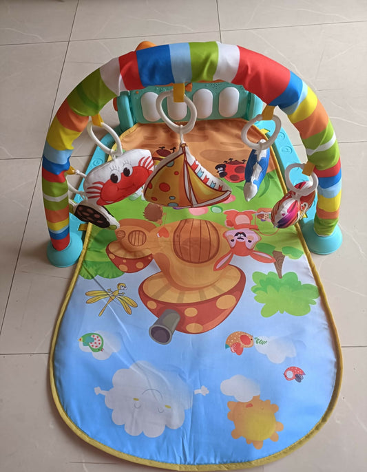 Encourage sensory exploration and musical play with the Karmax Baby's Piano Gym Mat, offering a multi-sensory experience and interactive piano keyboard for your baby's development.