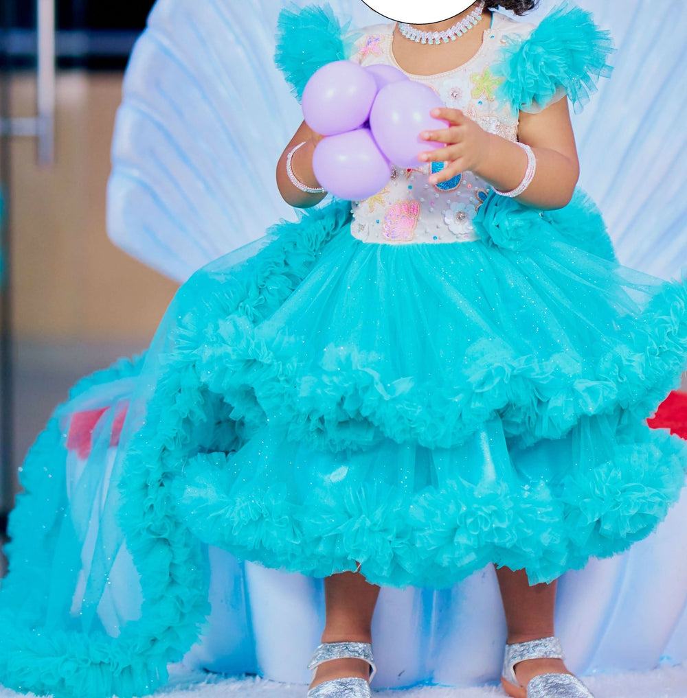 Customized Mermaid Theme gown with Tail for Baby Girl 