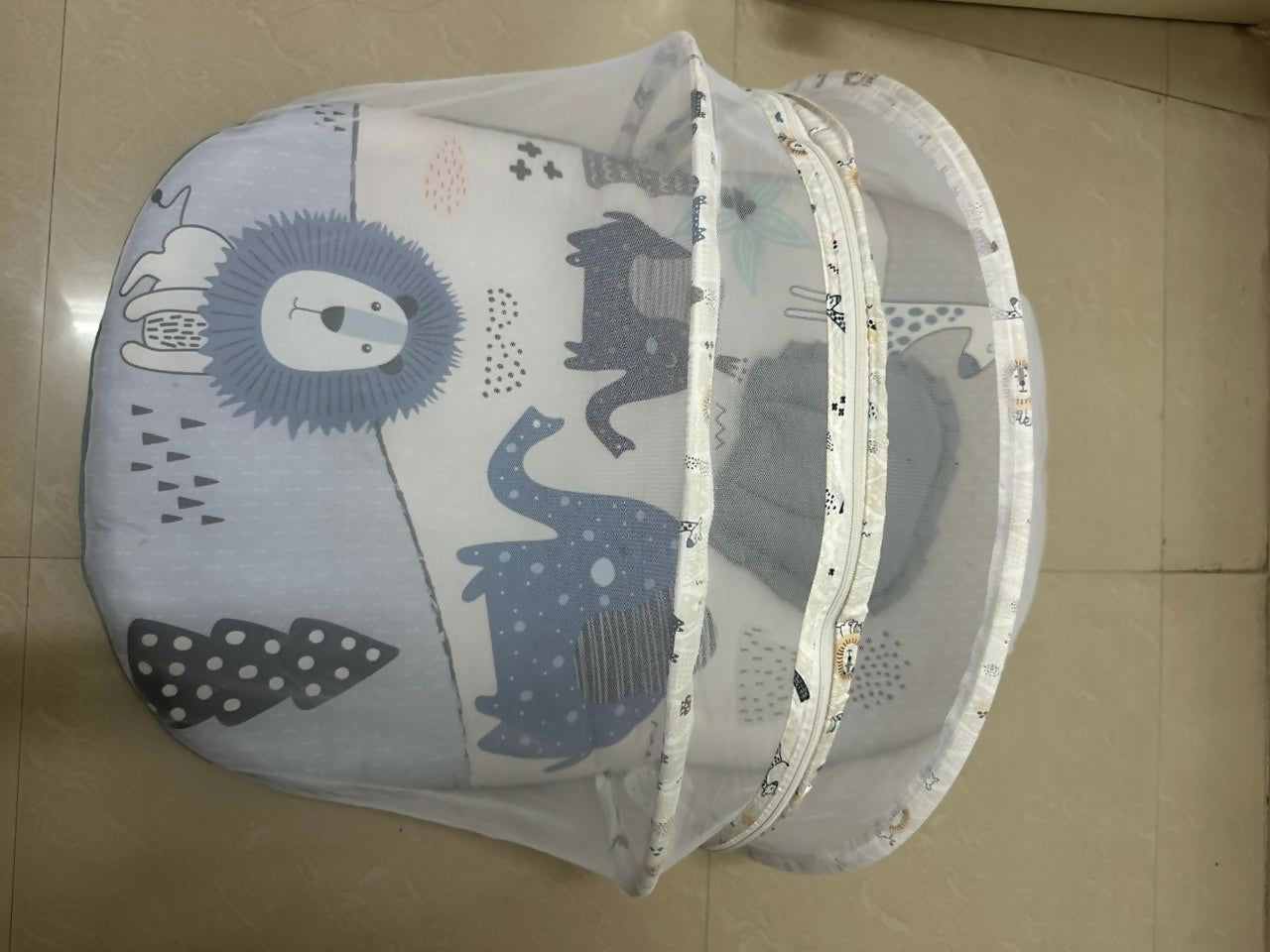Babyhug Mattress Set with Mosquito Net Elephant Print - Multicolor