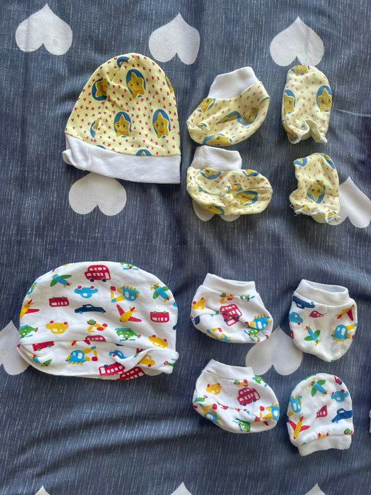 Baby cap, mittens and booties - Set of 02 New Born