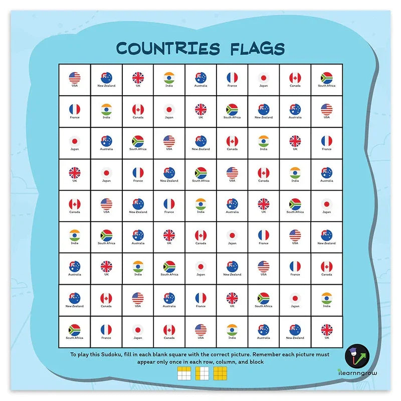 I LEARNN GROW  Countries Theme Sudoku Combo