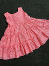 LITTLE KWINS Girls' Pink Eyelet Lace Sleeveless Summer Dress, Tiered Ruffle Design