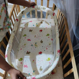 Ensure your baby's comfort and safety with the BABYHUG Kelly Wooden Crib/Cot – featuring a detachable bassinet, mosquito net, and smooth-rolling casters for easy mobility and convenience.