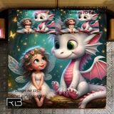 Bedding set with fairy and dragon design 