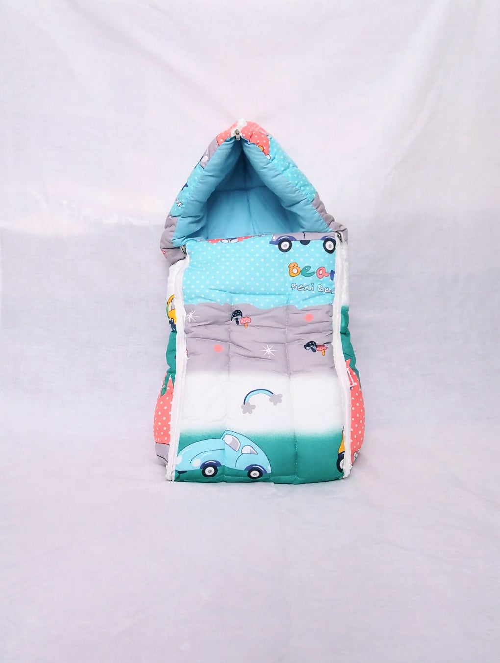 BABYHUG Hooded Baby Sleeping Bag Carry Nest Wrapper Newborn Soft Cotton Zip