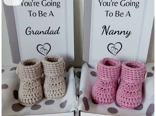Baby Booties with Customised Printed Greeting Card – Adorable Gift Set for Newborns