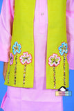 Floral Foliage (Open Achkan Set) neon green colour ( open achkan ) kids ethenic & party wear - PyaraBaby