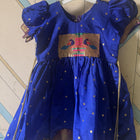 Indigo Paithani Peacock Patch Frock & Kurta Pajama Twinning Combo