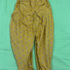 Saka Designs By Sapna Half Sleeves Floral Motif Foil Printed & Lace Embellished Top Dhoti And Dupatta Set - Red & Mustard Yellow