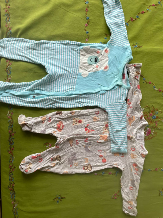 Babyhug/Toffee House Romper Set (set of 2) - Peach and Light Blue