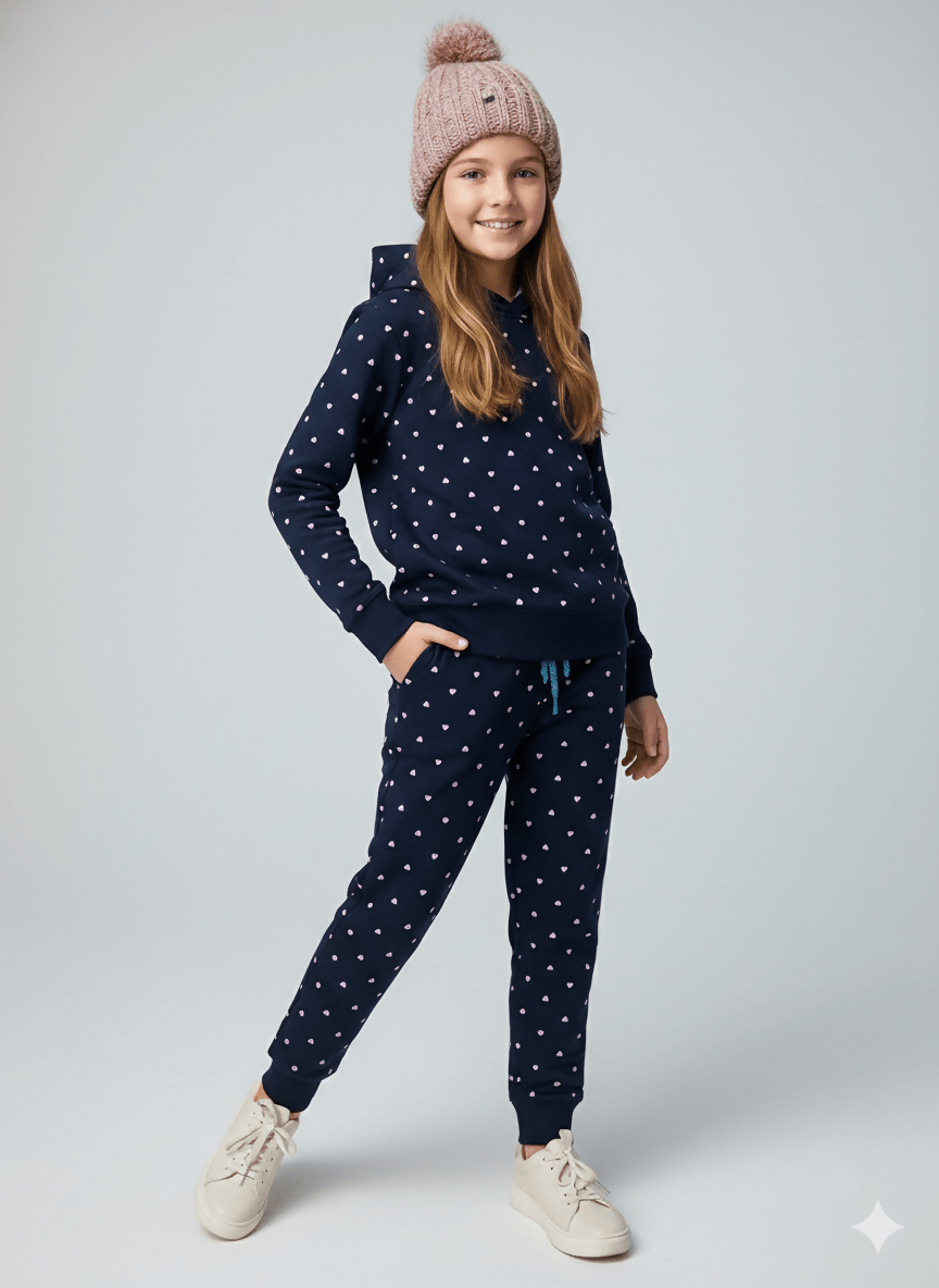 Kids Winter Wear Set for Girls | Warm Sweatshirt & Pajama Set | Soft Cotton Full Sleeve Night Suit | Printed Co-Ord Set for Girls | Comfortable Winter Loungewear & Sleepwear