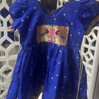 Indigo Paithani Peacock Patch Frock & Kurta Pajama Twinning Combo