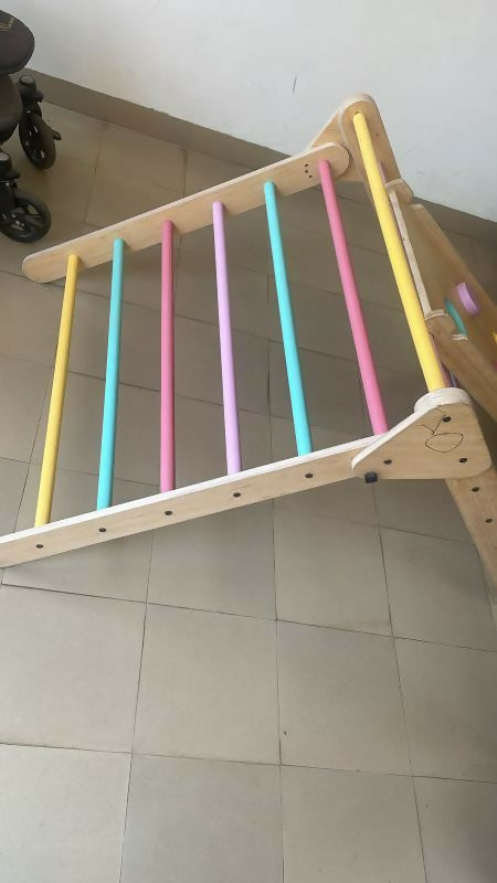 ARIRO steamed beach wood pikler triangle with slide - PyaraBaby