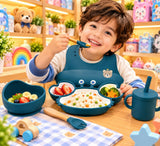 Silicone Dinner Set for Kids – Plate, Bowl, Spoon, Fork & Sipper
