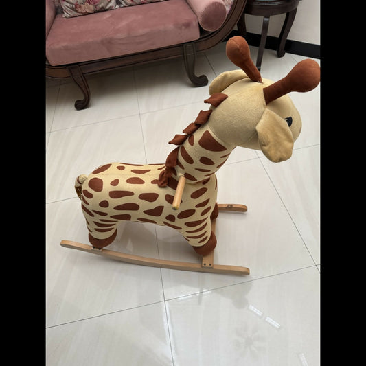 Soft Plush Giraffe Rocker with Wooden Base