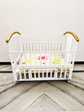 HunyHuny Wooden Baby Cot Crib Rocking Wheels Mattress Included B102