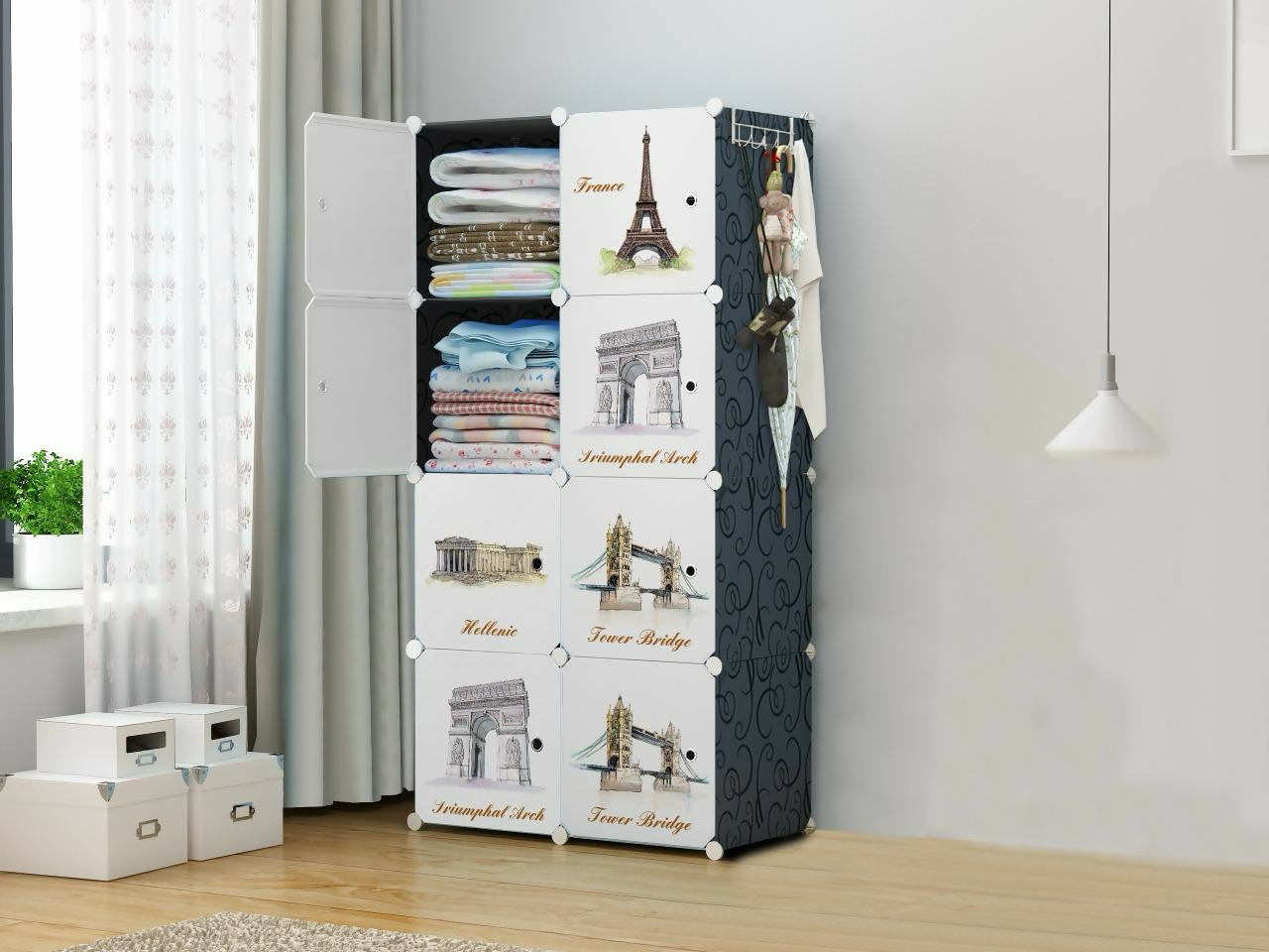 8 Door Plastic Wardrobe for Small Cupboard ( 28×14×56 inch ) - PP Wardrobe