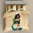 Bedding set with cartoon character and dragon design