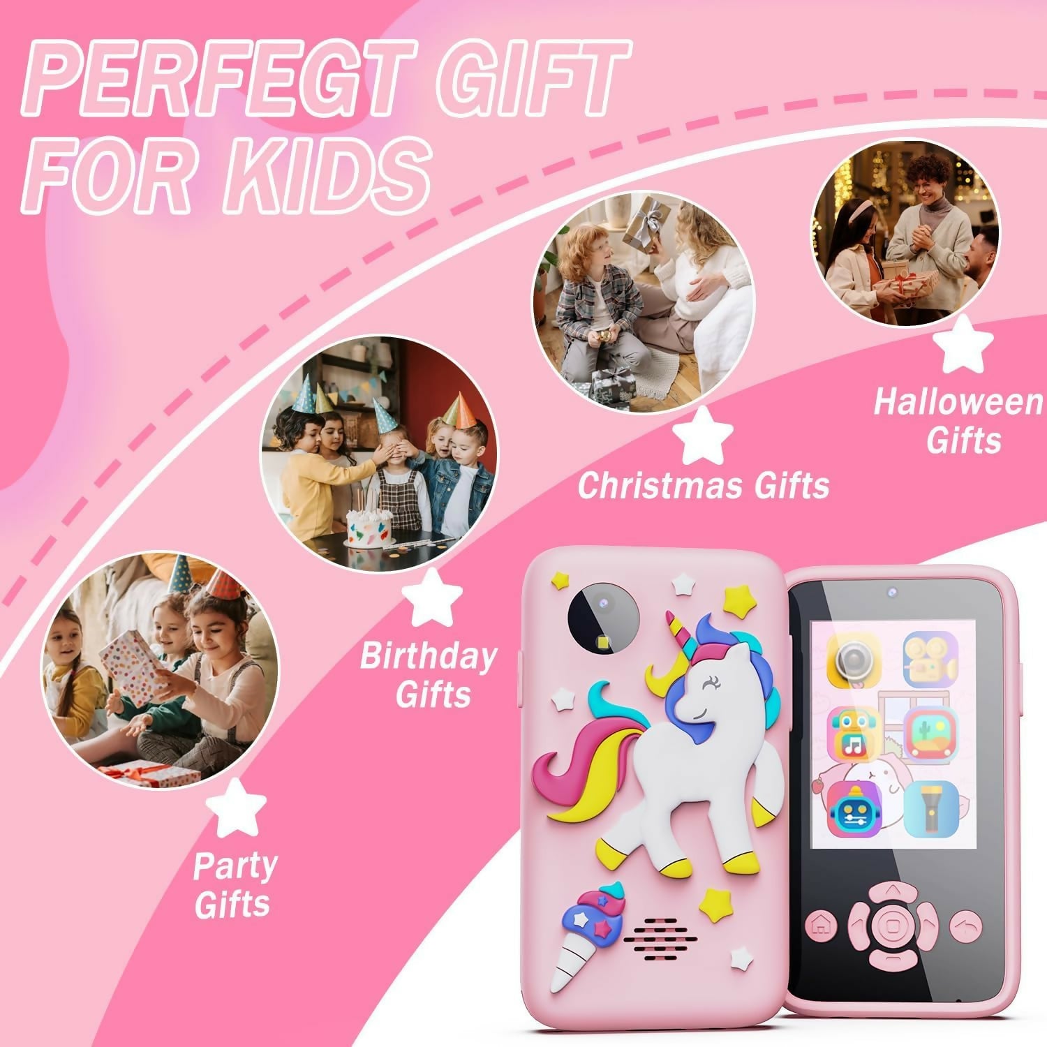 COTS & CUDDLES Kids Smart Phone for Girls and Boys, (Pink)