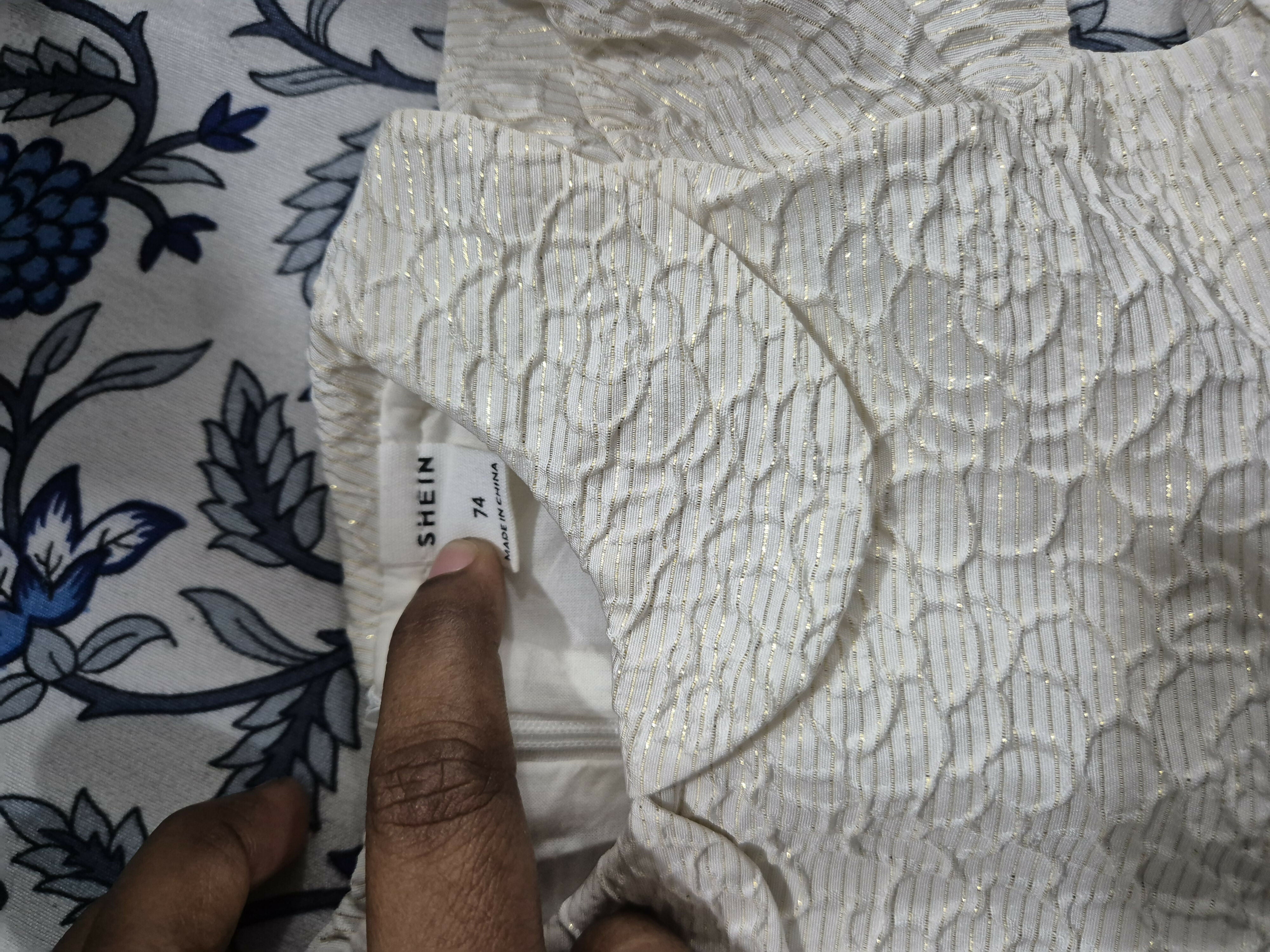 SHEIN Party Wear  White With Golden Shiny Thread Work Baby Dress