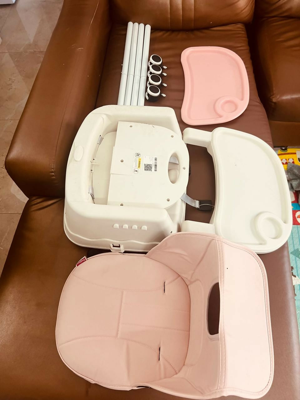 BABYHUG High Chair for Baby - Pink, Adjustable Height, Reclining Seat, and Detachable Dining Tray for Mealtime Ease.