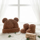 Crochet baby beanie and bootie set