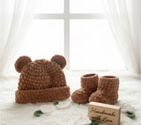 Crochet baby beanie and bootie set