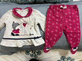 Keep your baby snug during mild chilly days with this soft cotton top and bottom set. 