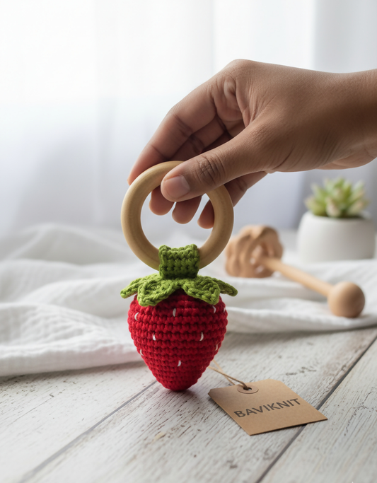 Strawberry rattle for baby