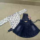 Baby Girl Dungaree Set White Blue