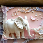 Decorative pillow with an elephant and floral design