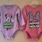 Two baby bodysuits with Minnie Mouse designs 