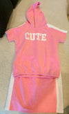 Pink T-shirt with Cap and Short Skirt
