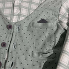 Children's outfit with a green checkered shirt, vest, and plaid pants - Party Wear Dress with Pant