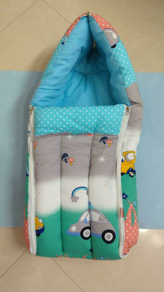 Ensure a cozy and comfortable sleep for your baby with our Sleeping Bag and Gadda Set - perfect for sweet dreams wherever you go!