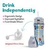 ADORE Epsilon 2 Stage Printed Stainless Steel Spout and Straw Sipper with Gravity Ball - 250ml - PyaraBaby