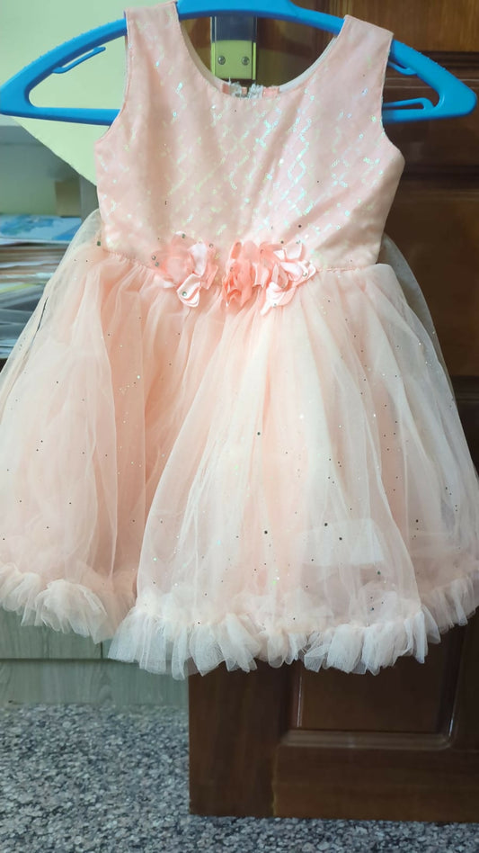 Buy Adorable Peach Colour Kids Frock – Elegant & Comfortable Dress for Baby Girls

