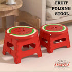 Two red folding stools with watermelon design 