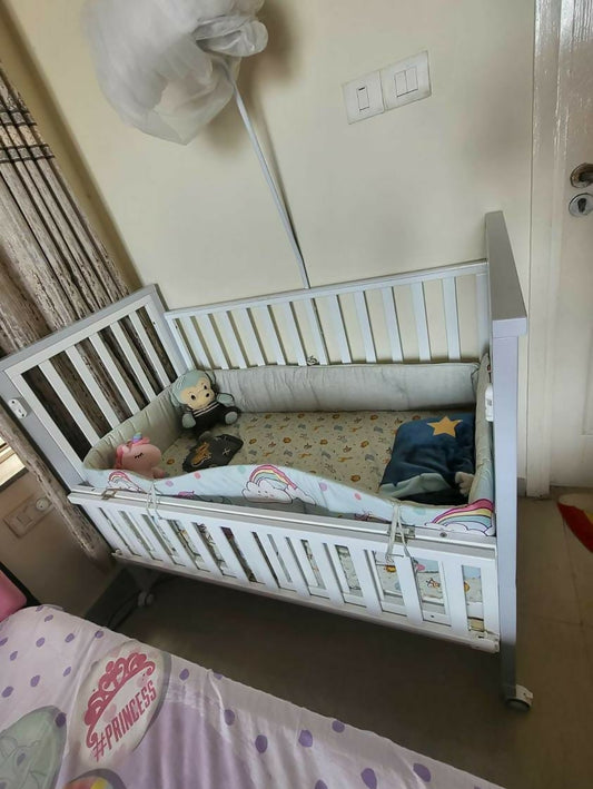 Grow with your child with the BABYHUG Chester 3-in-1 Cot/Crib - a versatile and stylish sleep solution designed to adapt to your child's changing needs.