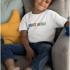 Make a statement with our custom round neck T-shirts for kids, featuring playful prints on the front – the perfect blend of comfort and style!