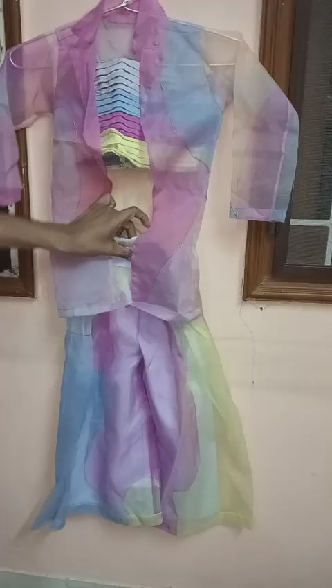 multicolour Palazzo with Jacket and Inner