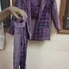 LITTLE THREADS Designer Purple Velvet 3 Piece Jacket with Inner and Pant