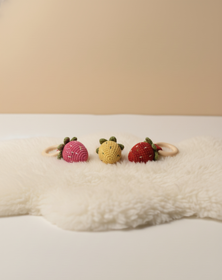 Strawberry rattle for baby
