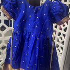 Indigo Paithani Peacock Patch Frock & Kurta Pajama Twinning Combo