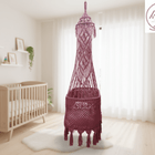 The Top Knott Brick Bliss Macramé Baby Bassinet – Handcrafted Hanging Cradle for Newborns