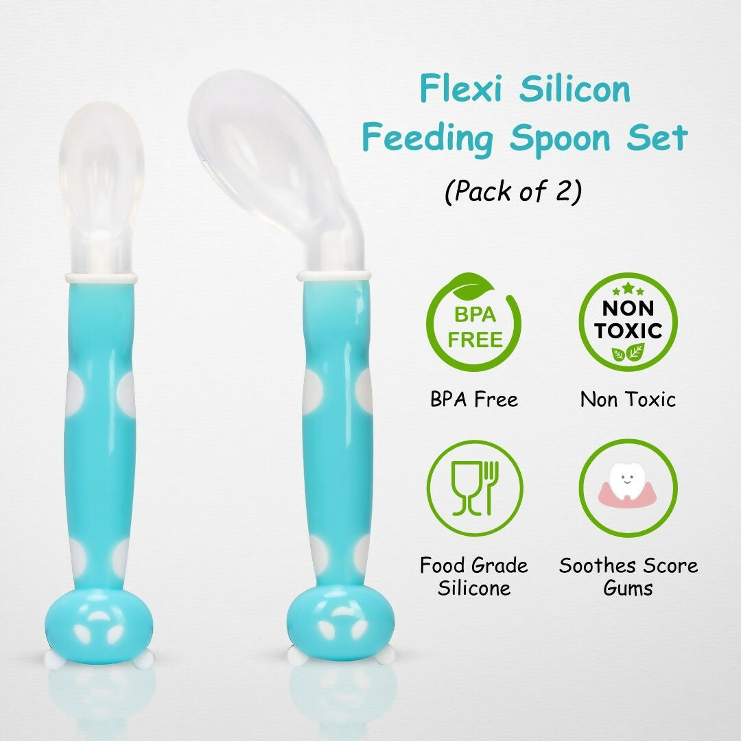 ADORE Flexi Silicone Feeding Spoon Set- Pack of 2 - PyaraBaby